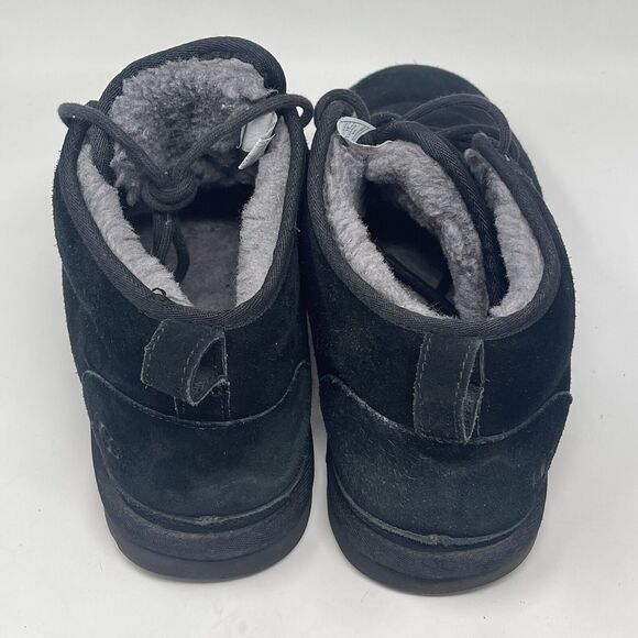 UGG Neumel Chukka Boots Mens 11 Black Suede Sheepskin Lined Ankle Winter Shoes - Picture 10 of 16